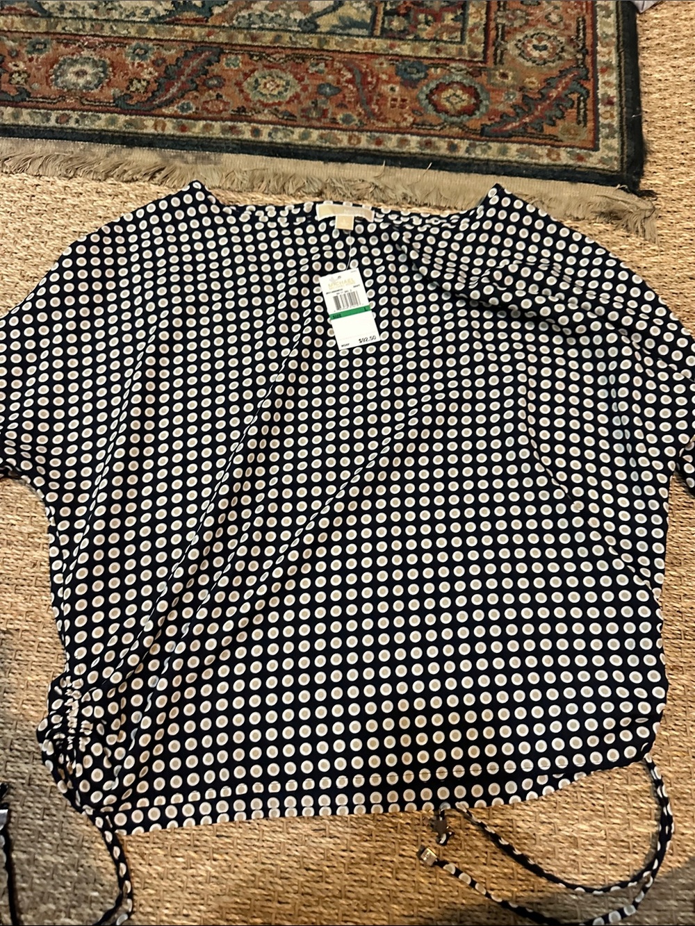 Michael Kors Navy and White Polka Dot Short Sleeve Top